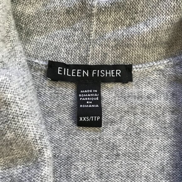 Eileen Fisher Cashmere Cardigan Sweater Womens XXS Gray Open Front Pockets Knit - Picture 5 of 12